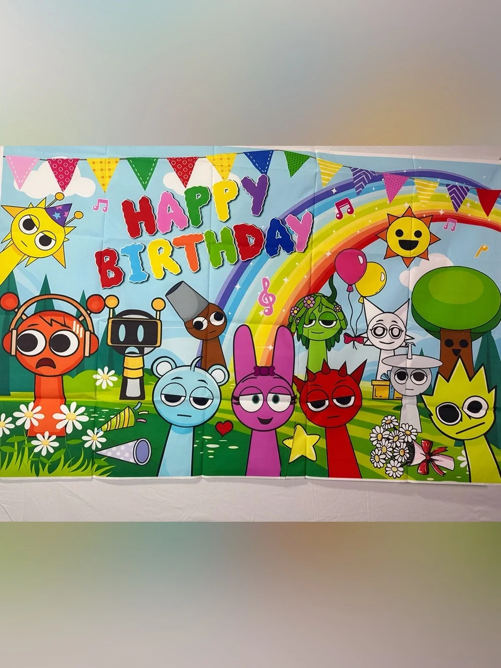 Incredibox Sprunki Happy Birthday Backdrop Banner 5x3Ft.